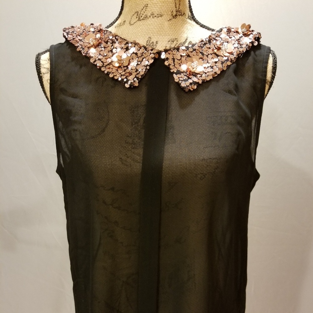 FOREVER 21 Sheer Camisole with Sequin Collar